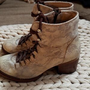 Women's FreeBird Snake Print Leather Ankle Boots